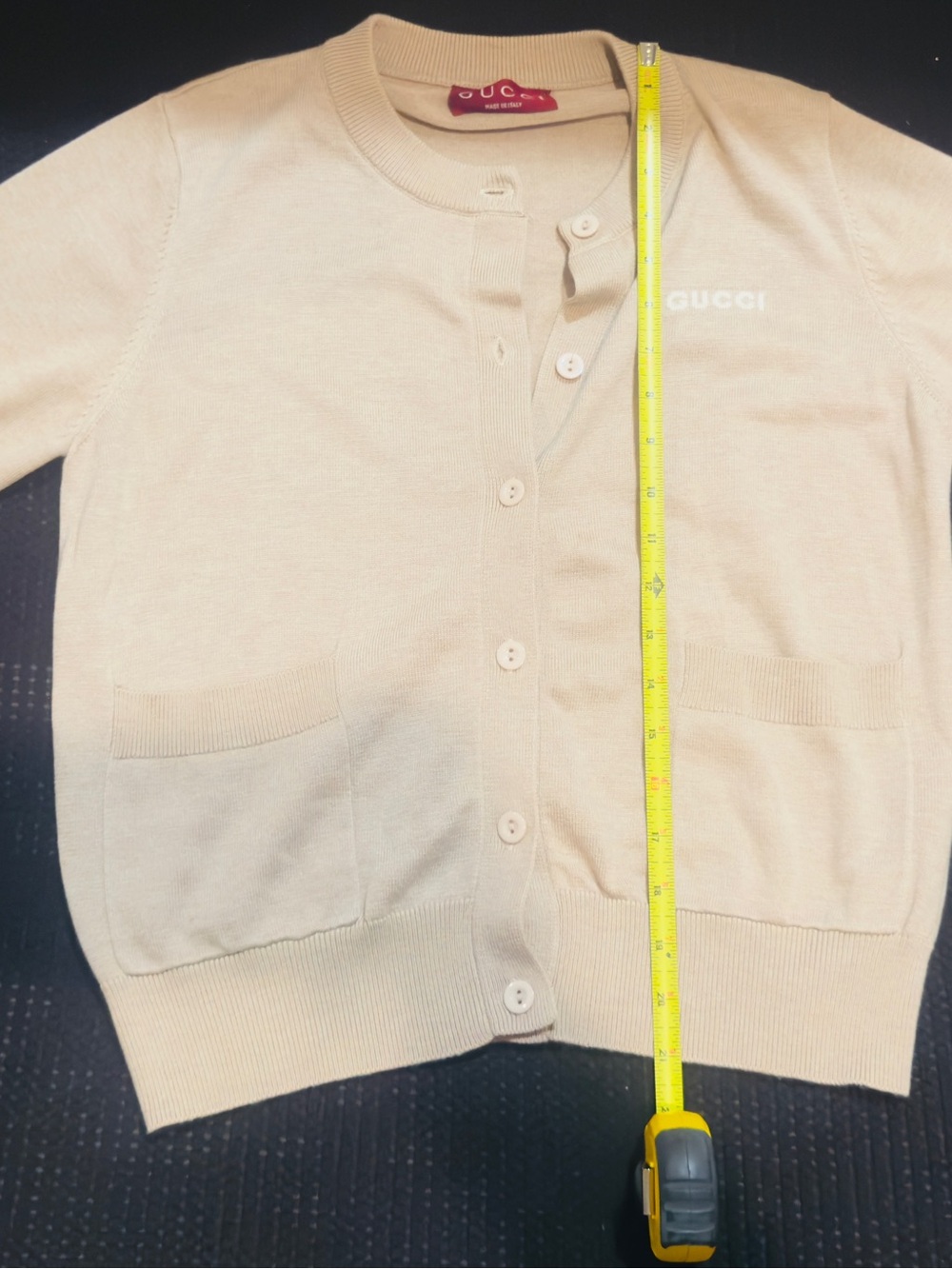 Gucci Women's Cream Button-Up Cardigan with Logo